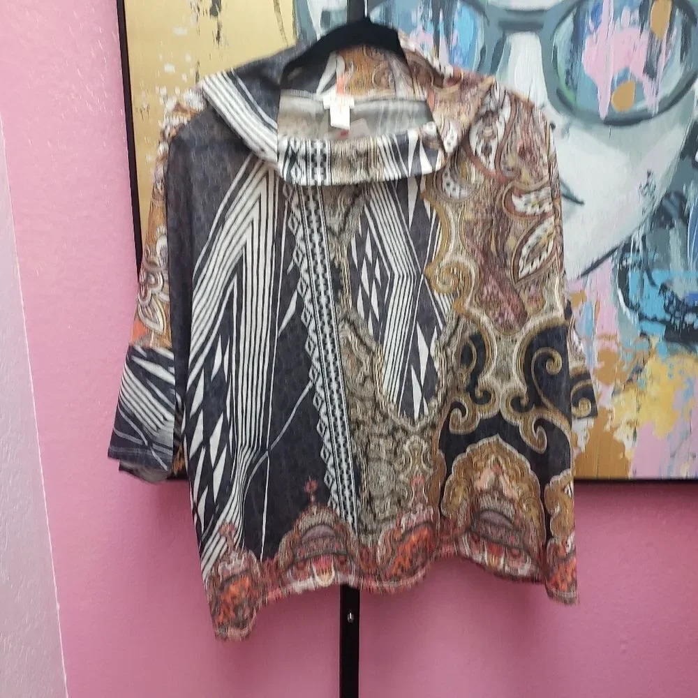 Chico's Poncho Cape Style Top Size 1 - Picture 1 of 3